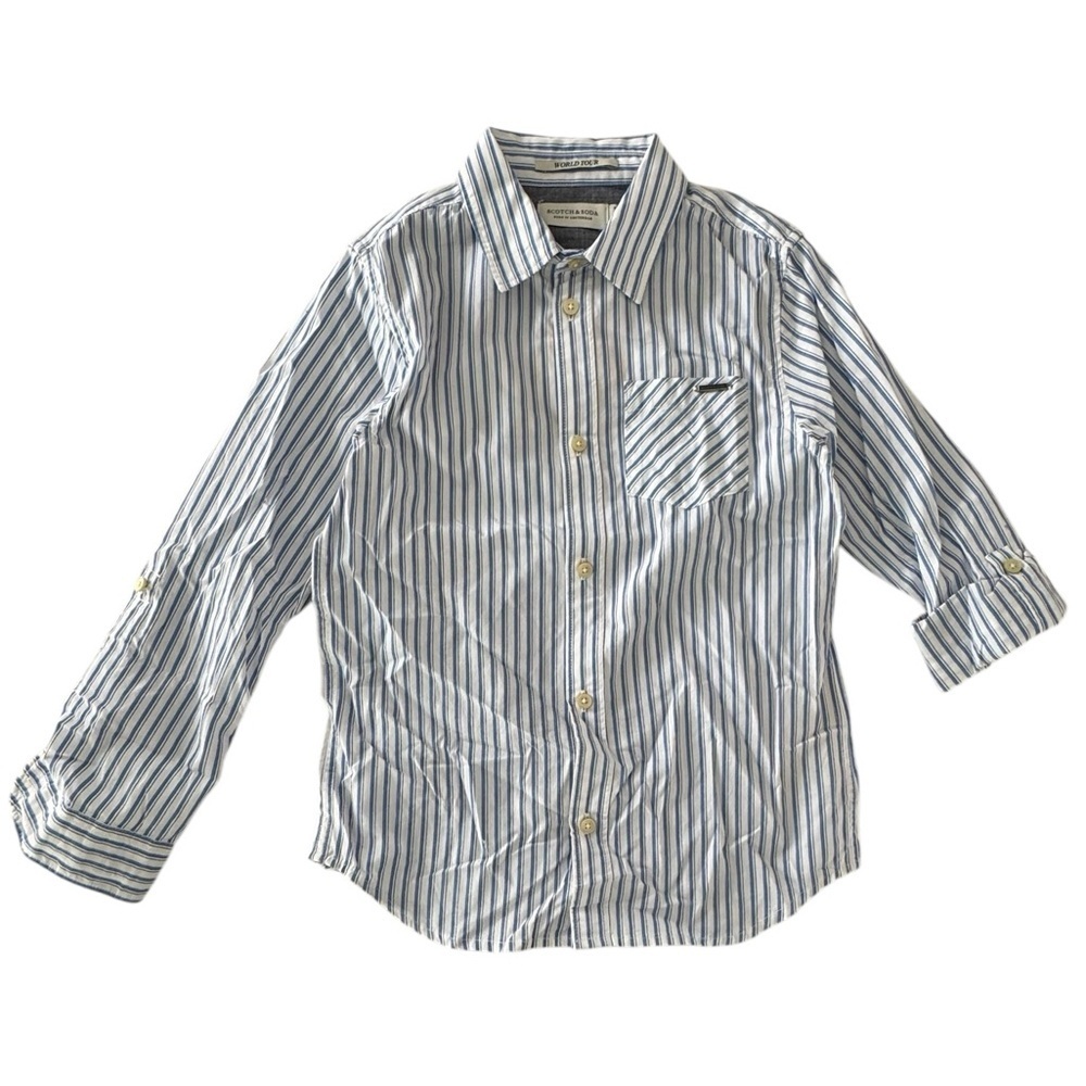 Scotch & Soda Boys Blue And White Button Down Shirt Nwt